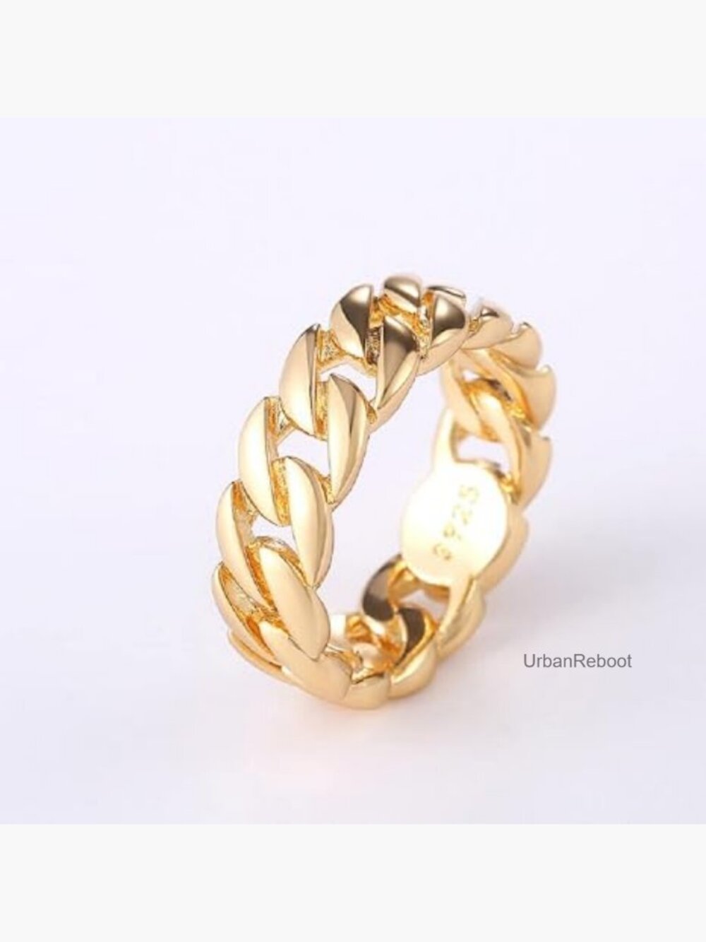 Stainless Steel Cuban Link Ring Band Matte Finish Wedding Ring Size 7